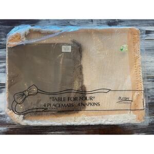 Matters Placemat and Napkin Set of 4 Vintage Orange & Brown